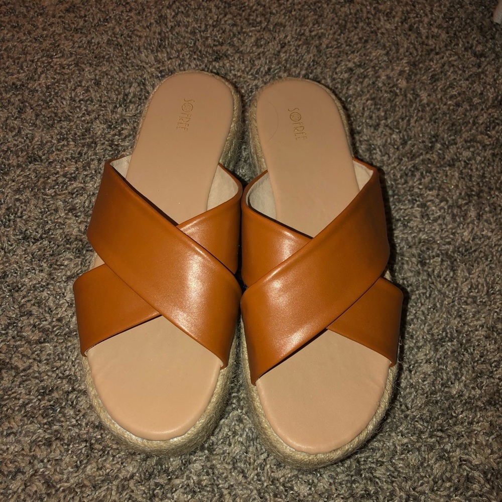 tan slip on platforms